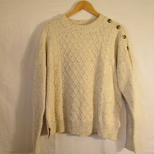 Frye Marled Cream Flecked Cable Knit Sweater